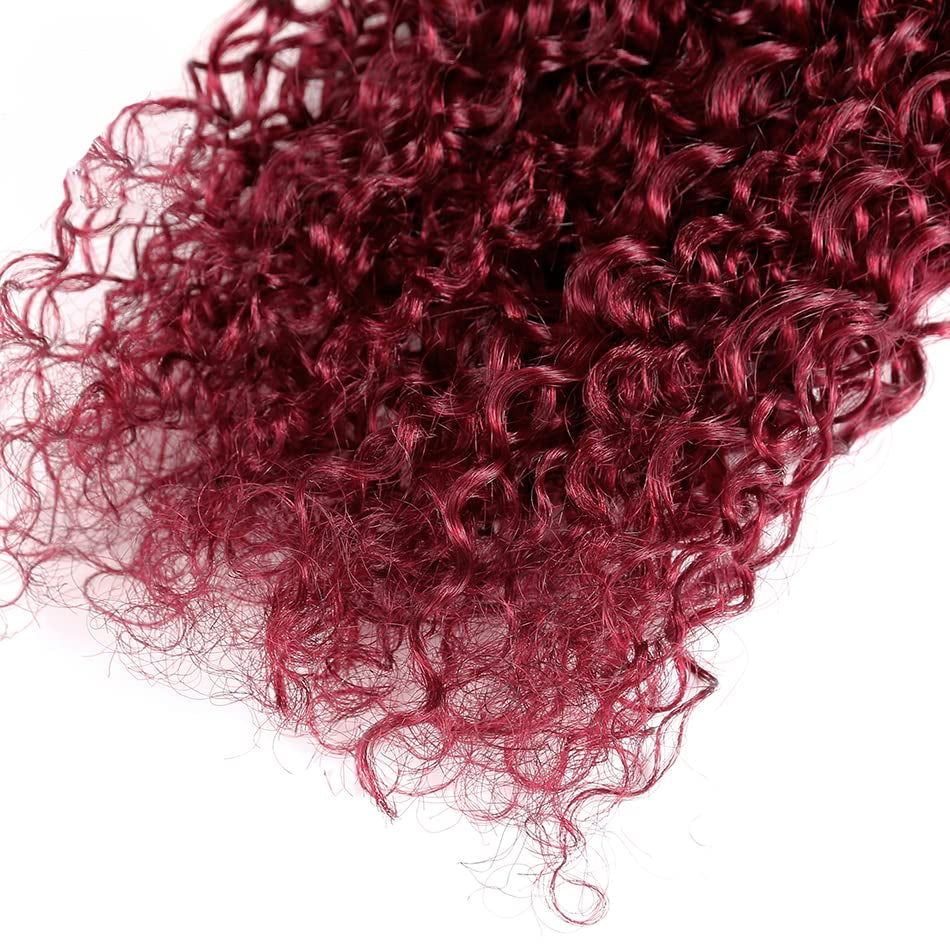 Burgundy Ocean Wavy Human Hair Extensions 8-30 Inch, 3 Bundles, Sew-In Installation