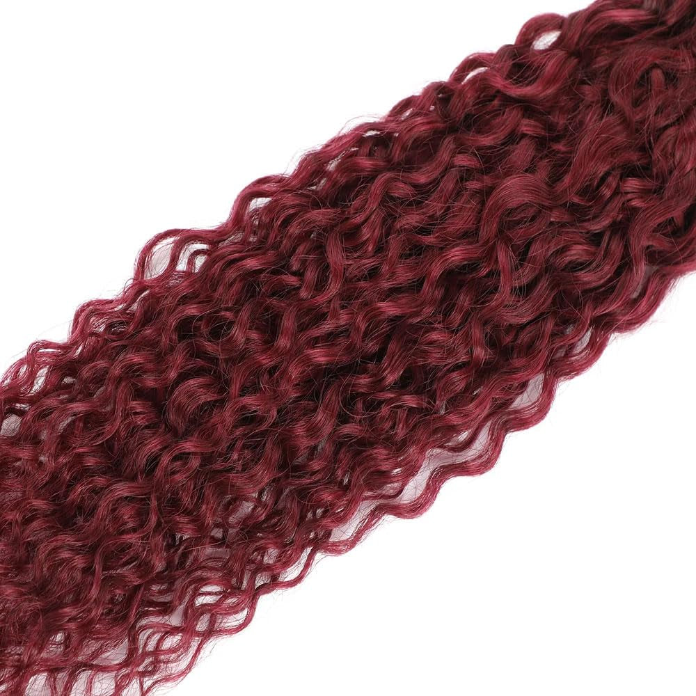 Burgundy Ocean Wavy Human Hair Extensions 8-30 Inch, 3 Bundles, Sew-In Installation