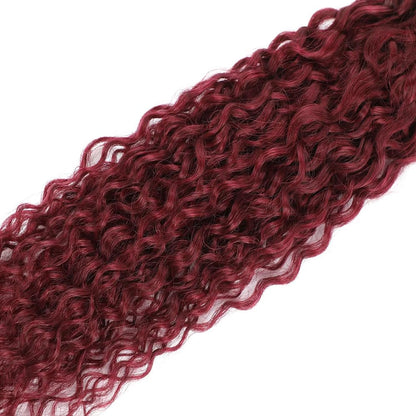 Burgundy Ocean Wavy Human Hair Extensions 8-30 Inch, 3 Bundles, Sew-In Installation