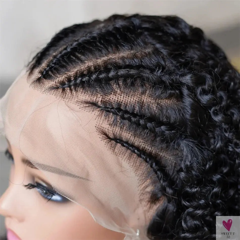 13X4 Lace Front Wigs, Deep Curl Locs Braided Wigs. Dreadlock Wigs for Women & Girls, 100% Human Hair Wigs