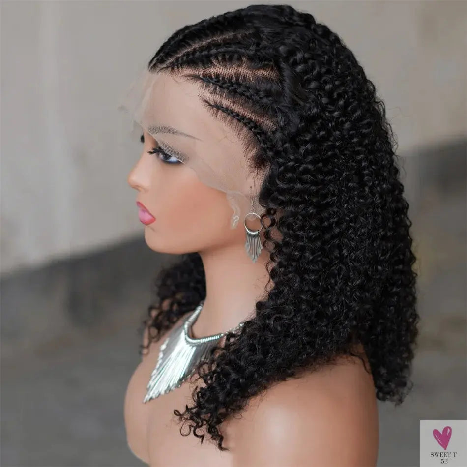 13X4 Lace Front Wigs, Deep Curl Locs Braided Wigs. Dreadlock Wigs for Women & Girls, 100% Human Hair Wigs
